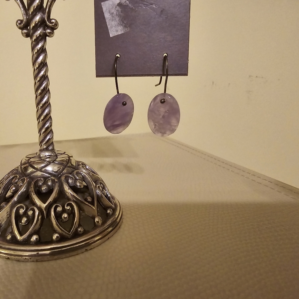 JJill lavender quartz or amethyst not sure wire drop earrings.
